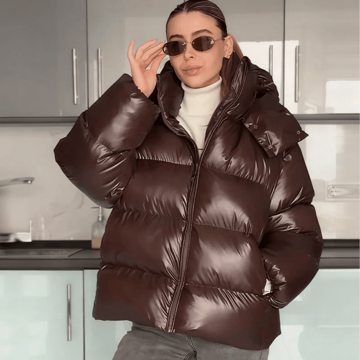 Hooded Puffer Jacket chocolate image 1 