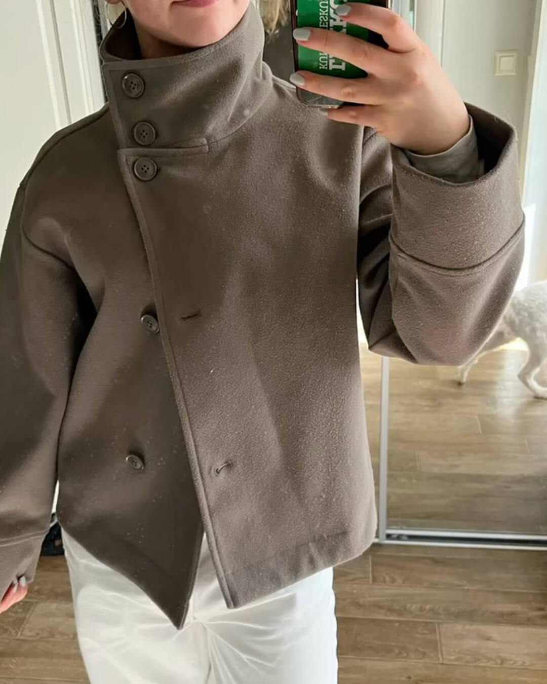 Elegant Stand Collar Jacket taupe image 1 