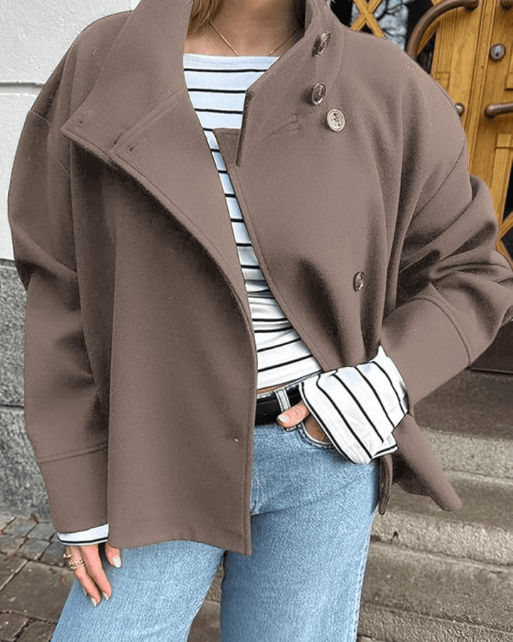 Elegant Stand Collar Jacket taupe image 2 