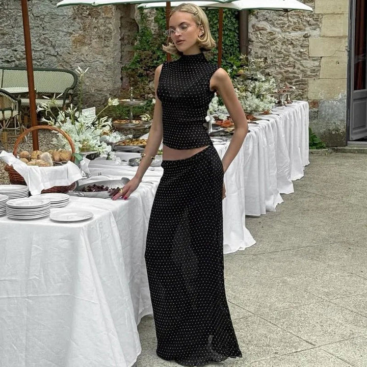 Polka Dot Sleeveless Two-Piece Set