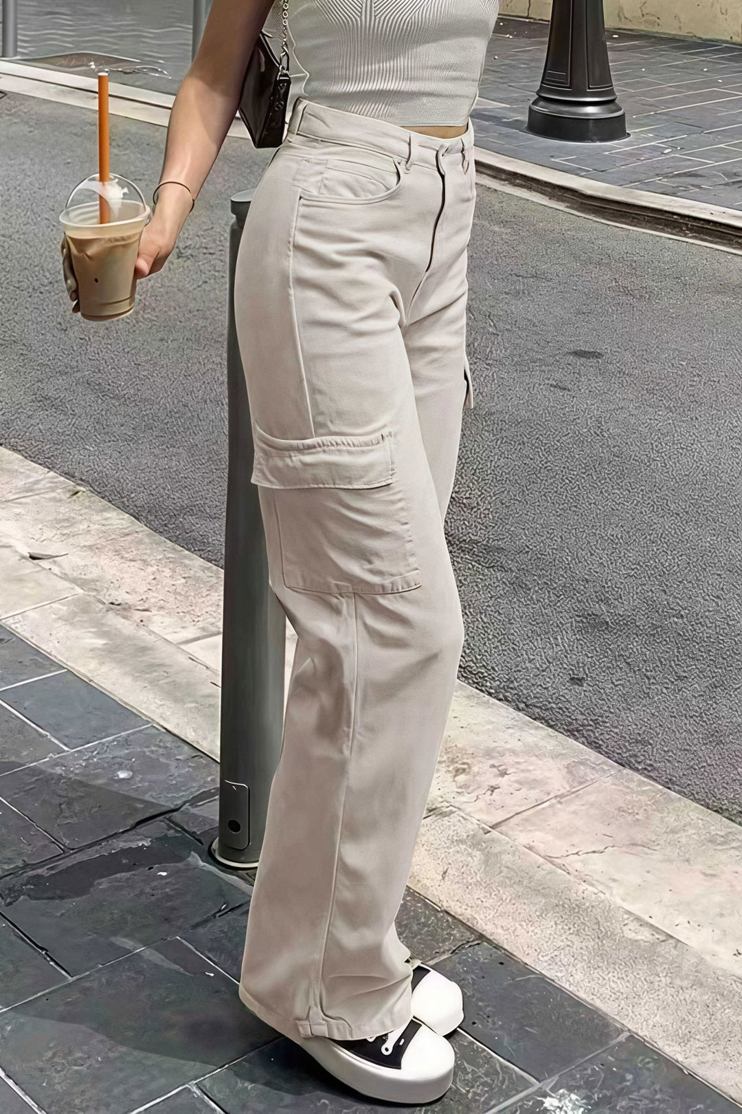 Pocket Cargo Straight Pants beige image 3 