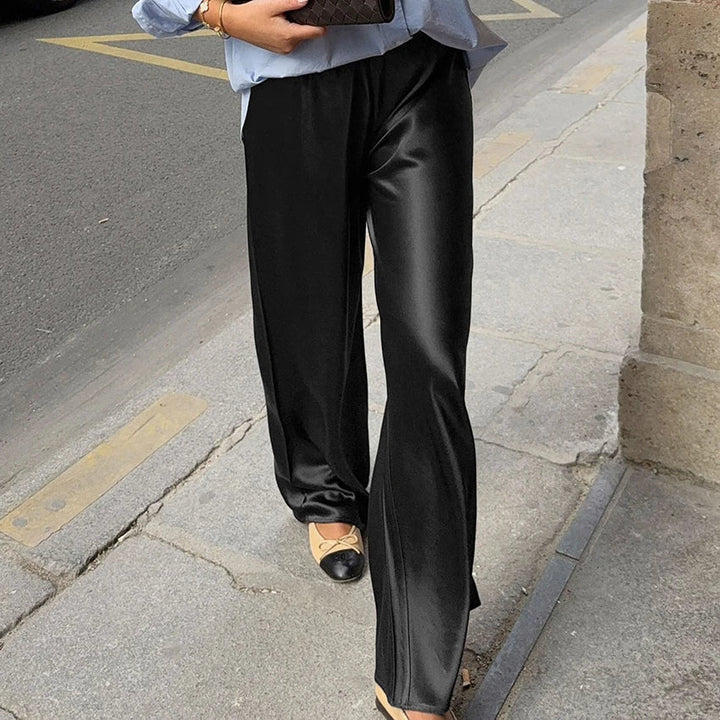 Satin Flare Leg Pants black image 1 