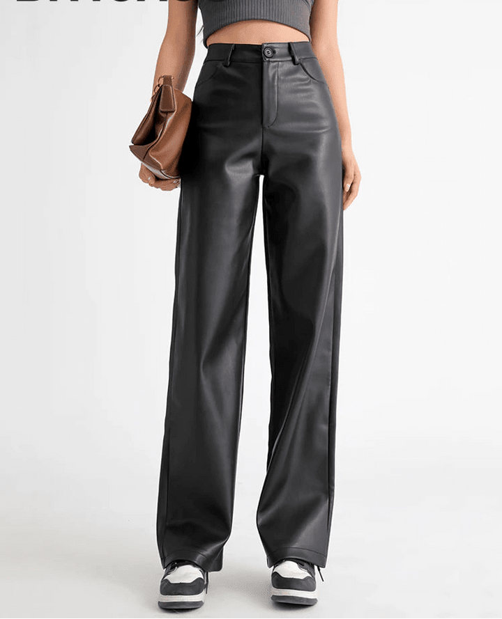 High Waisted Leather Pants coffee image 5 