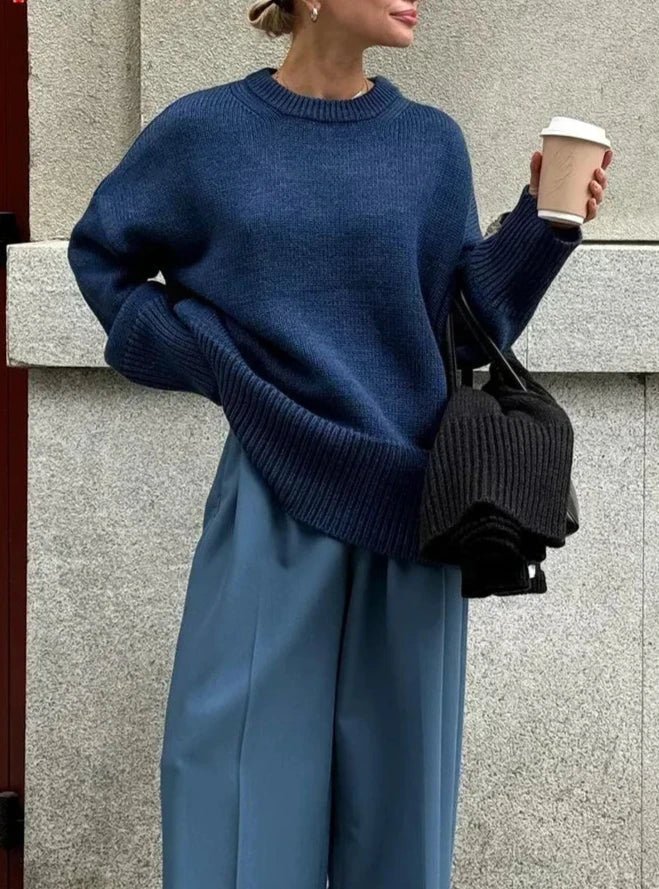 Ribbed Knit Sweater blue image 2 