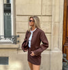 Mocha Blouse & Skirt Set