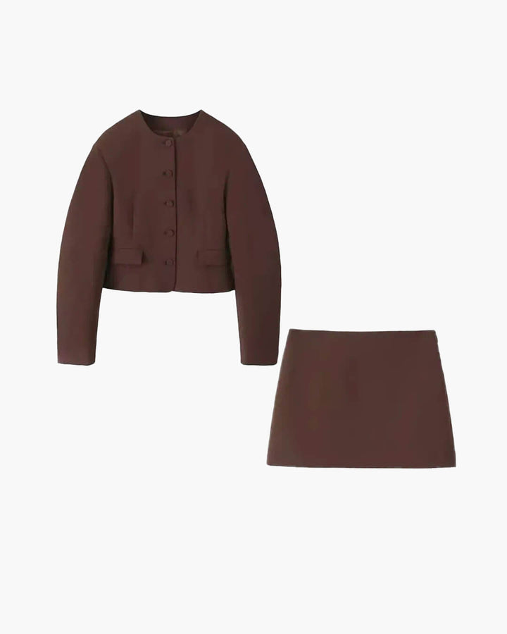 Mocha Blouse &amp; Skirt Set brown image 1 