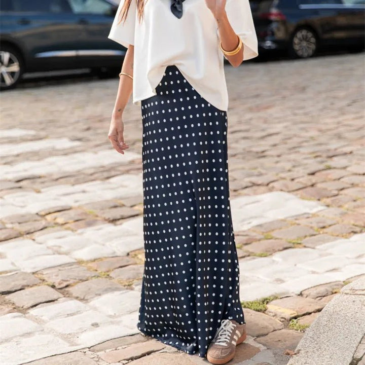 Polka Dot Satin Maxi Skirt coffee image 5 