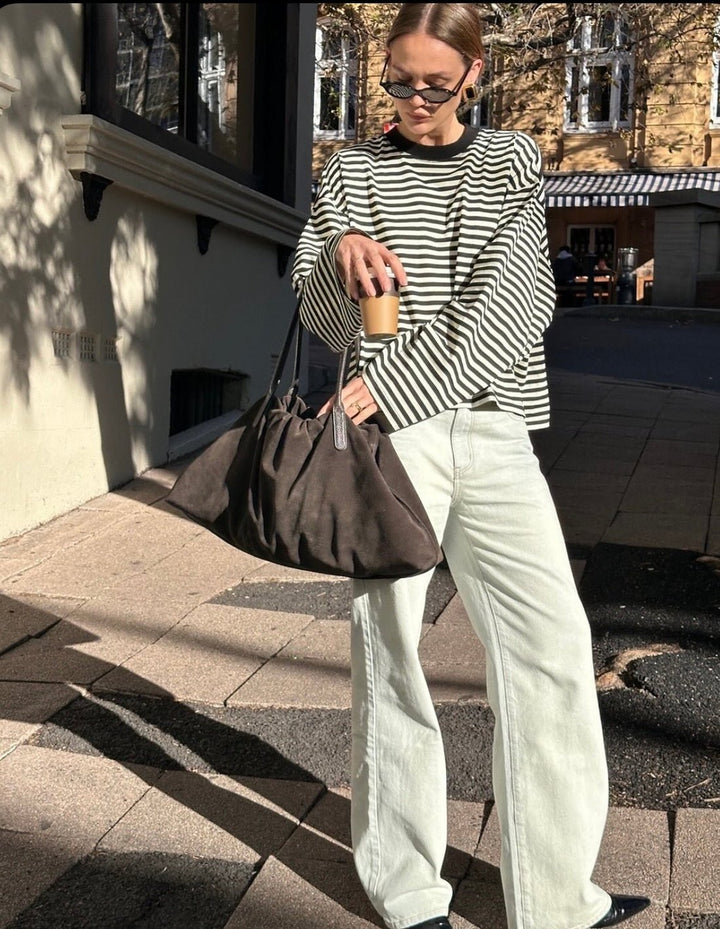 Striped Oversized Knit Sweater black image 5 