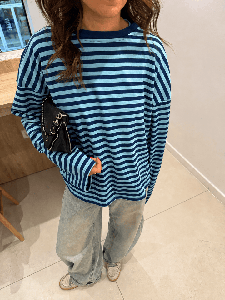 Striped Oversized Knit Sweater blue image 1 