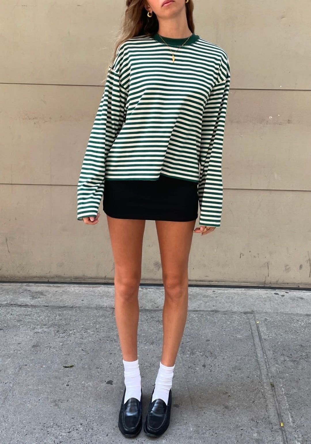Striped Oversized Knit Sweater green image 3 