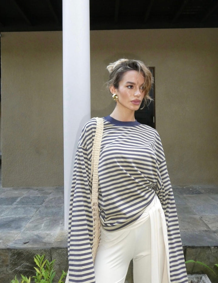 Striped Oversized Knit Sweater green image 4 