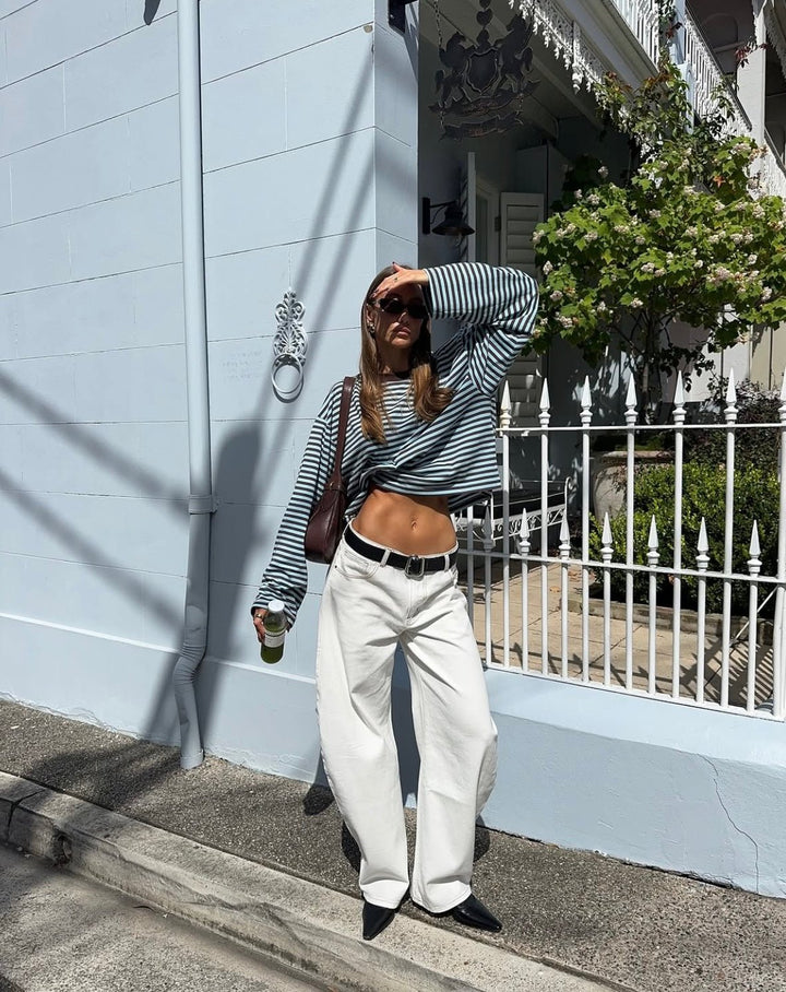 Striped Oversized Knit Sweater turquoise image 5 