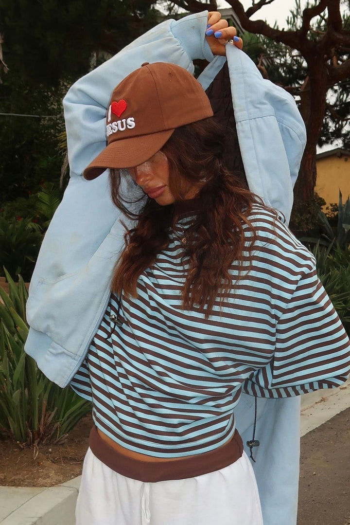 Striped Oversized Knit Sweater turquoise image 1 