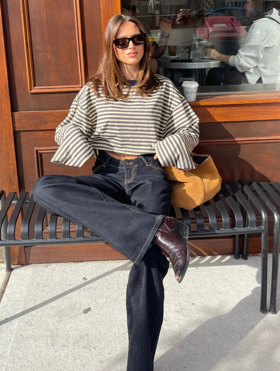Striped Oversized Knit Sweater yellow image 3 