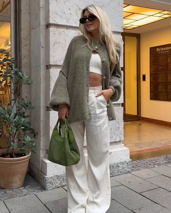 Long Cardigan army green image 1 