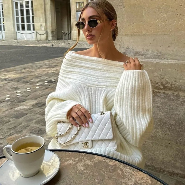Off-Shoulder Knit Sweater black image 2 
