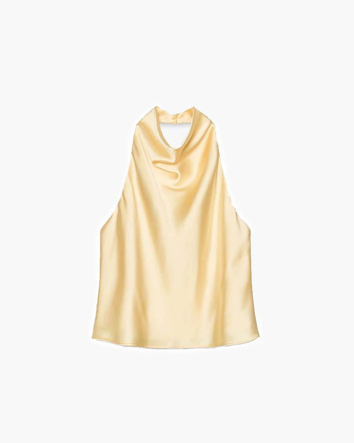 Halter Backless Satin Top yellow image 6 