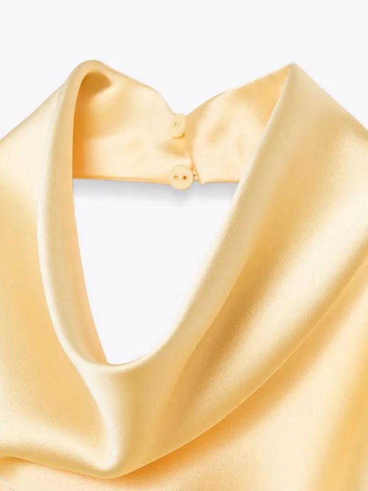 Halter Backless Satin Top yellow image 5 