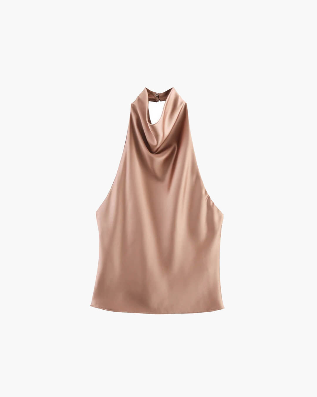 Halter Backless Satin Top camel image 3 