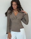 Asymmetric Flare Sleeve Blouse