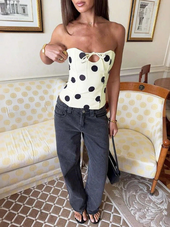Polka Dot Strapless Top