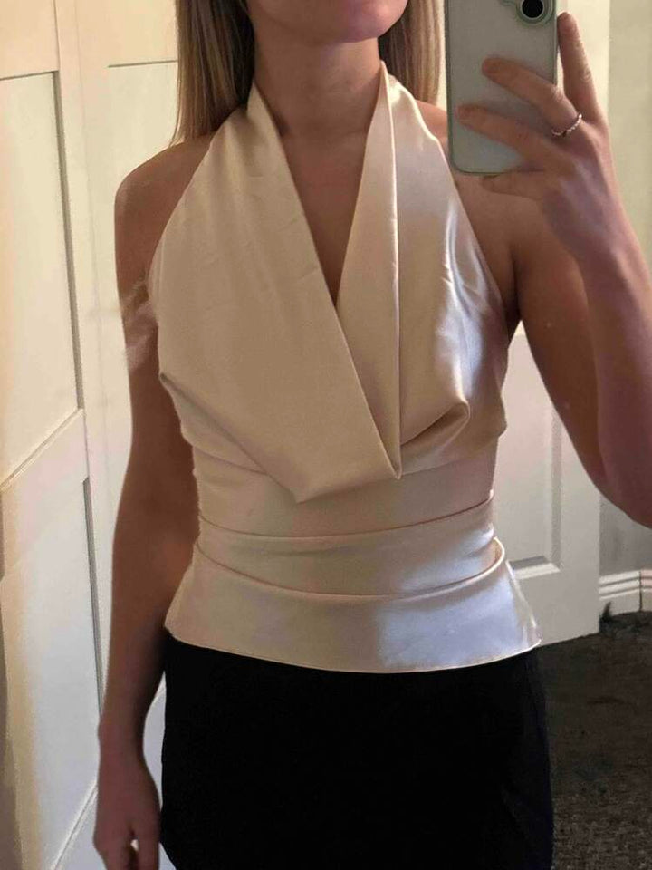 Deep Neck Halter Tank Top brown image 2 