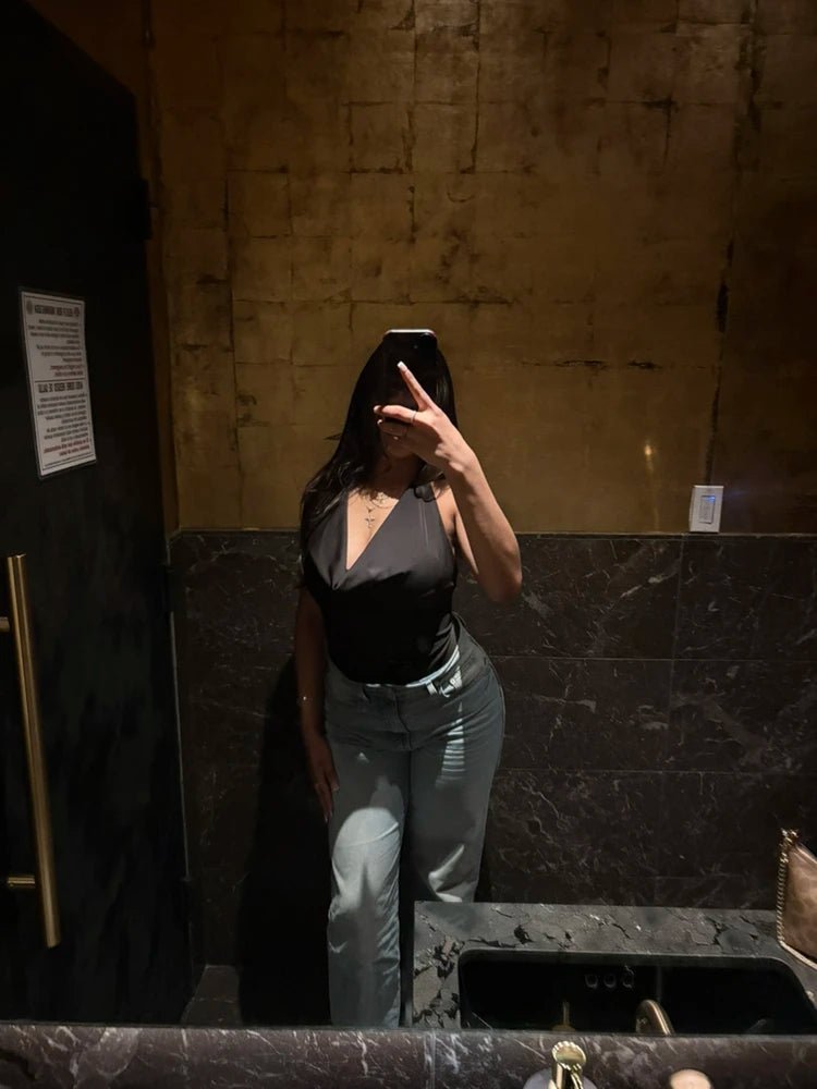 Deep Neck Halter Tank Top black image 3 