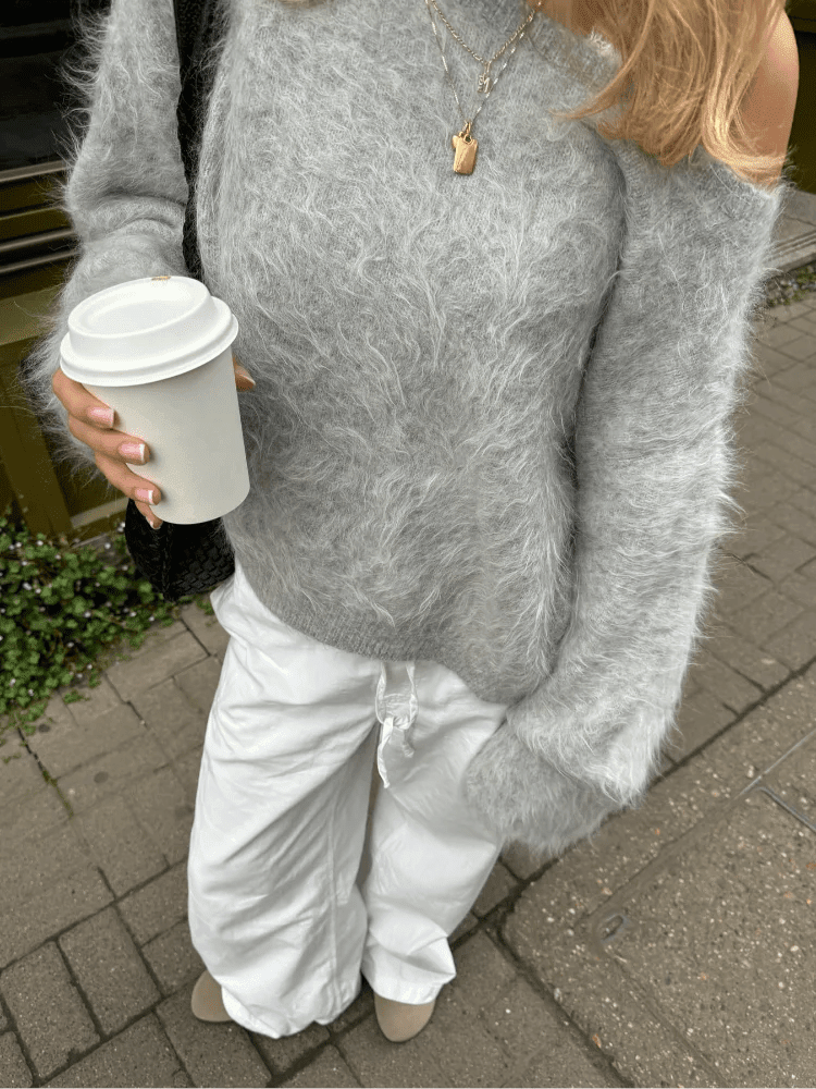 Off-Shoulder Soft Knit Sweater white image 6 