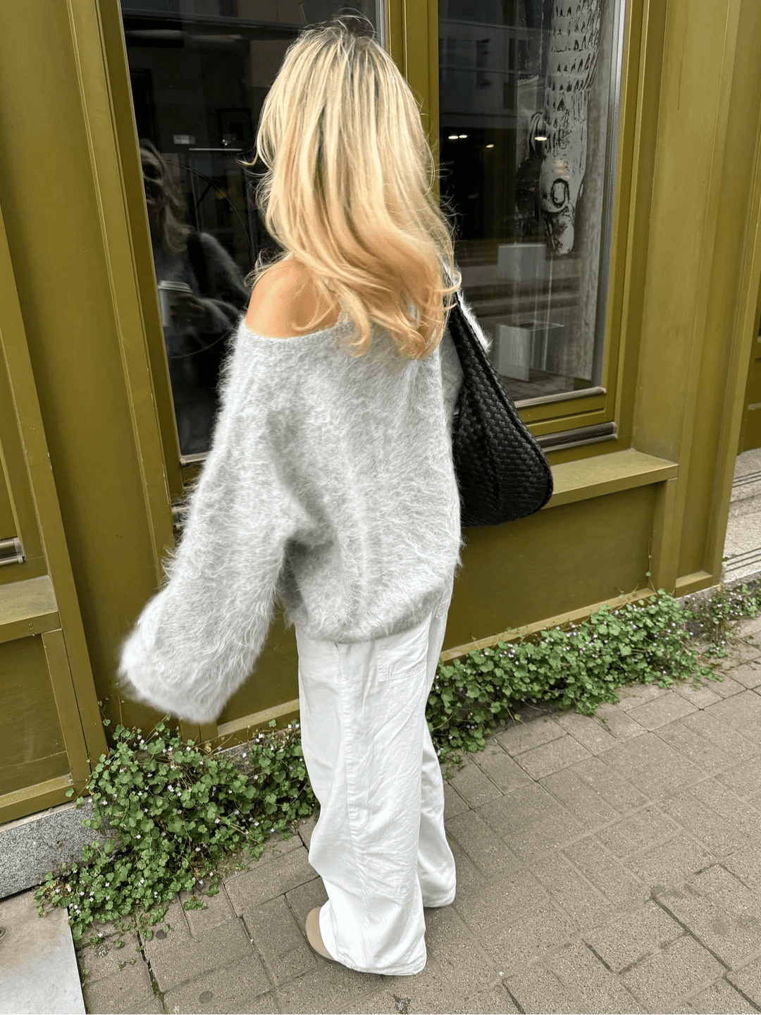 Off-Shoulder Soft Knit Sweater white image 7 