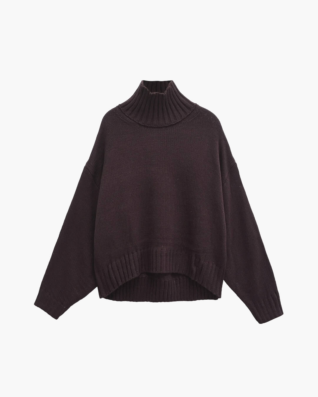 Oversized Turtleneck Sweater dark brown image 1 