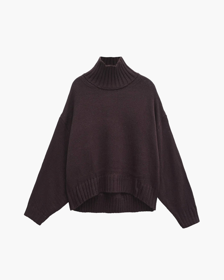 Oversized Turtleneck Sweater dark brown image 1 