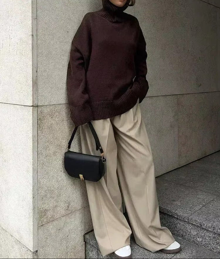 Oversized Turtleneck Sweater dark brown image 3 