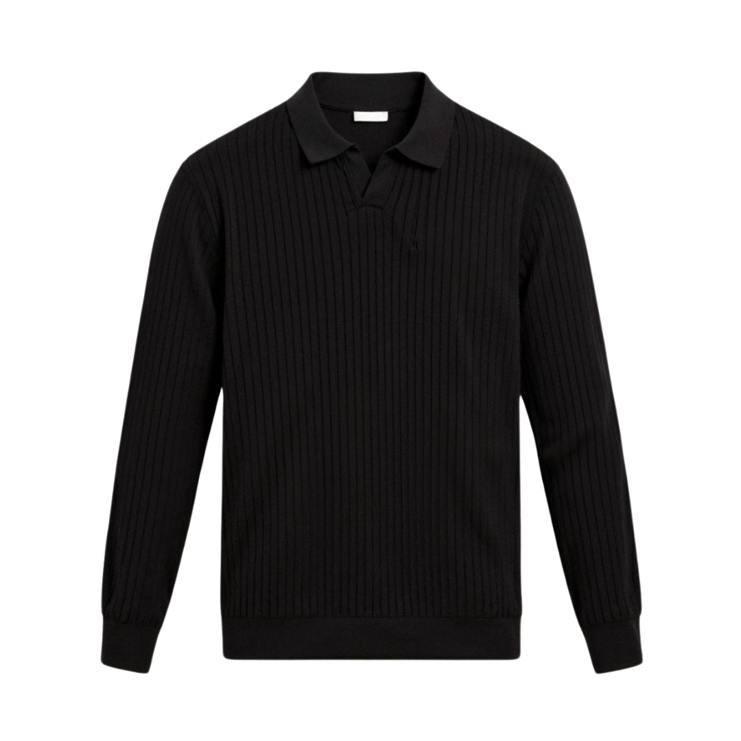 LONG SLEEVE RIBBED KNIT POLO