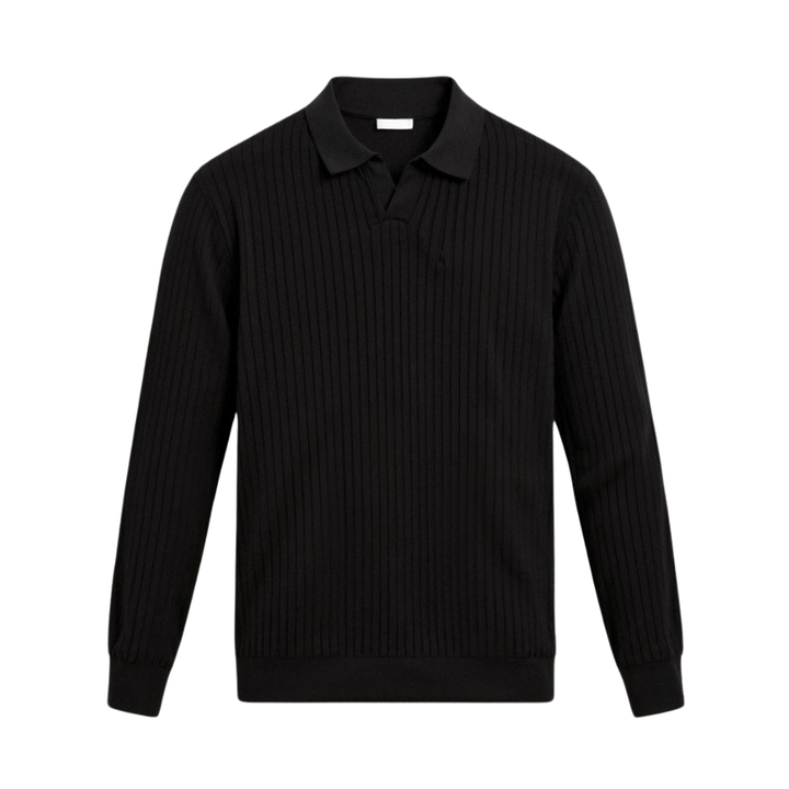 LONG SLEEVE RIBBED KNIT POLO
