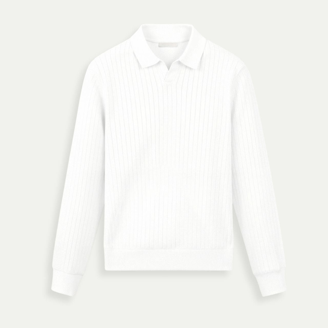 LONG SLEEVE RIBBED KNIT POLO