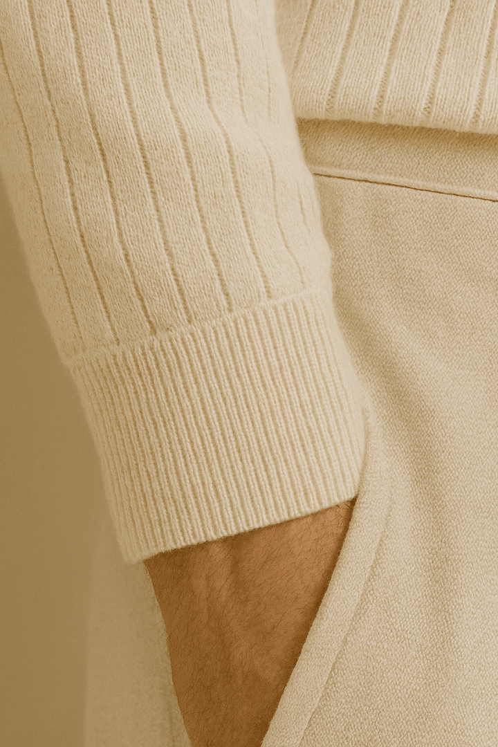 LONG SLEEVE RIBBED KNIT POLO