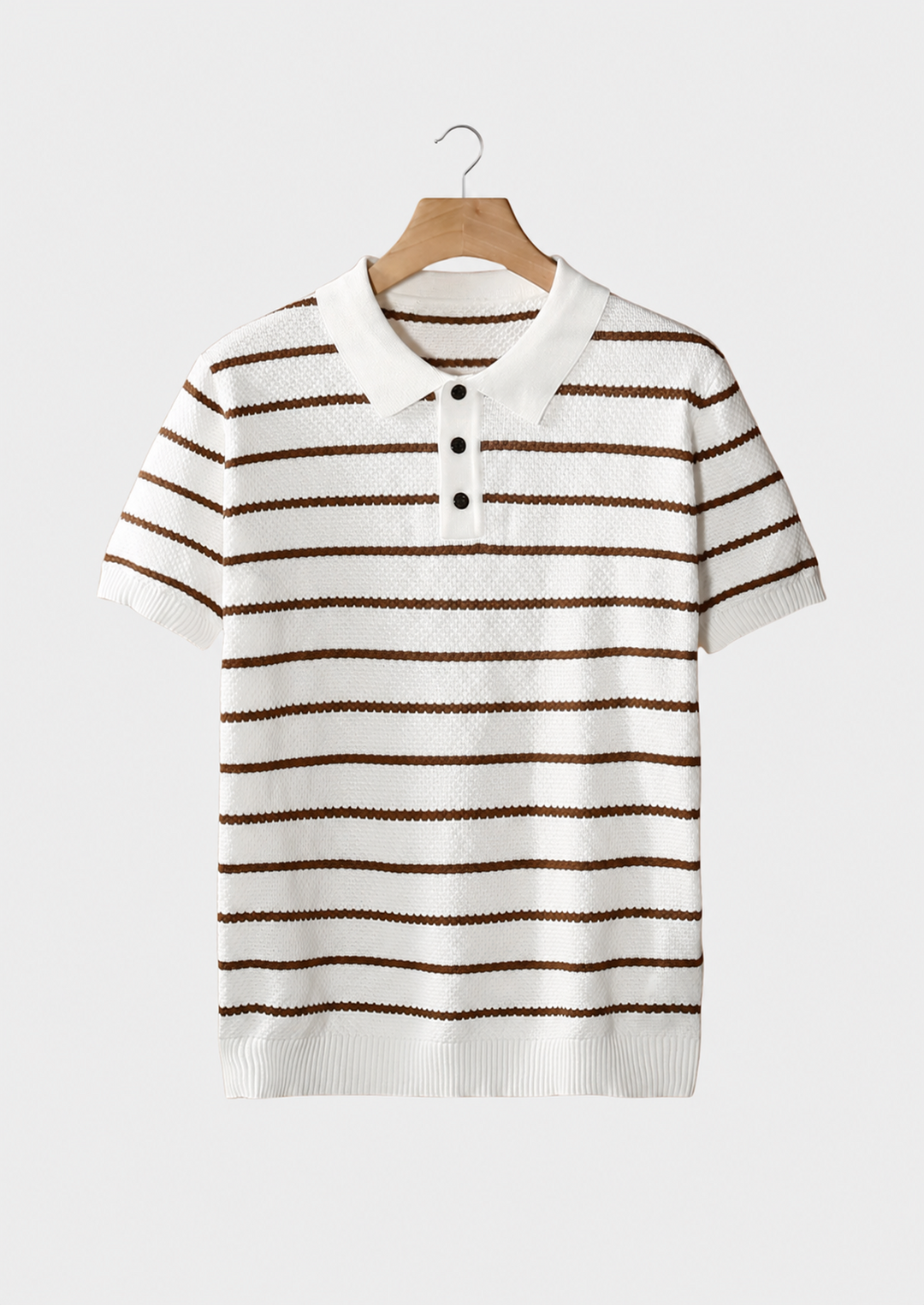 Striped Textured Button Polo white image 1 #color_white
