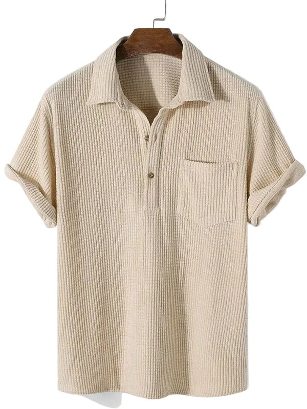 TEXTURED COTTON CORDUROY SHORT SLEEVE SHIRT