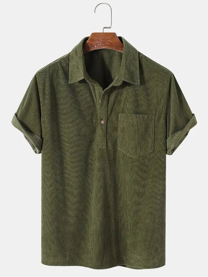TEXTURED COTTON CORDUROY SHORT SLEEVE SHIRT