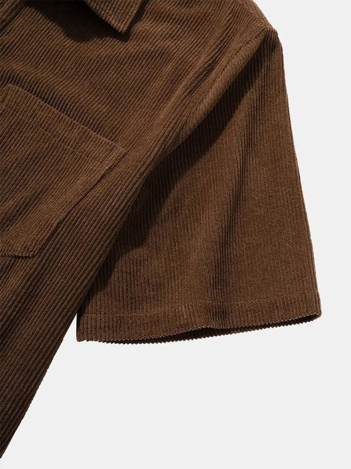 TEXTURED COTTON CORDUROY SHORT SLEEVE SHIRT