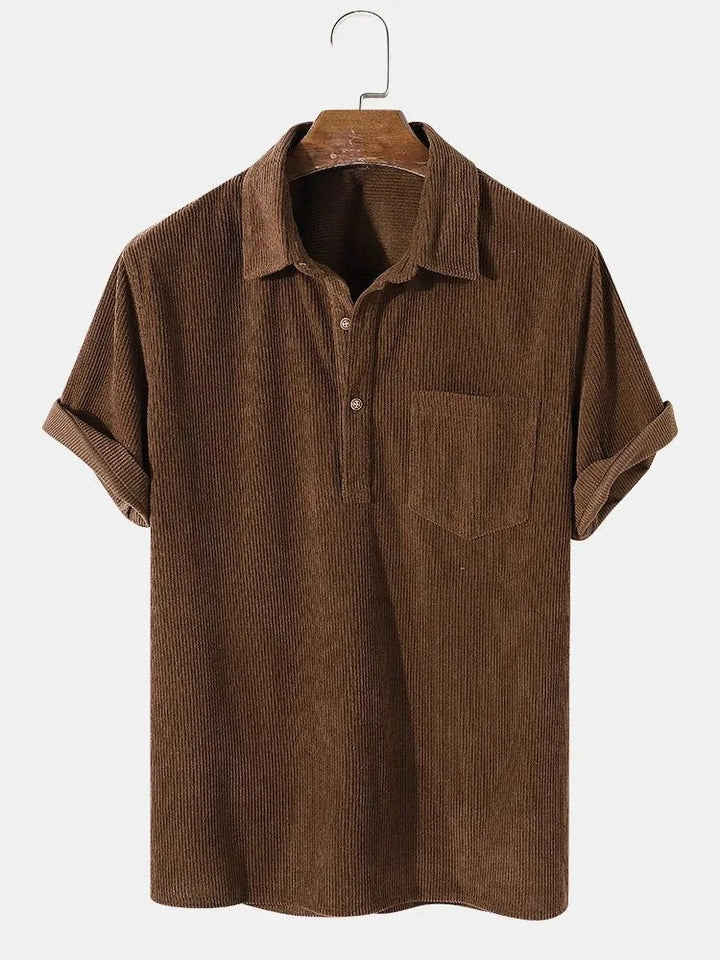 TEXTURED COTTON CORDUROY SHORT SLEEVE SHIRT