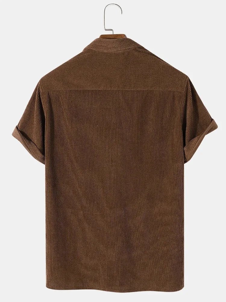 TEXTURED COTTON CORDUROY SHORT SLEEVE SHIRT