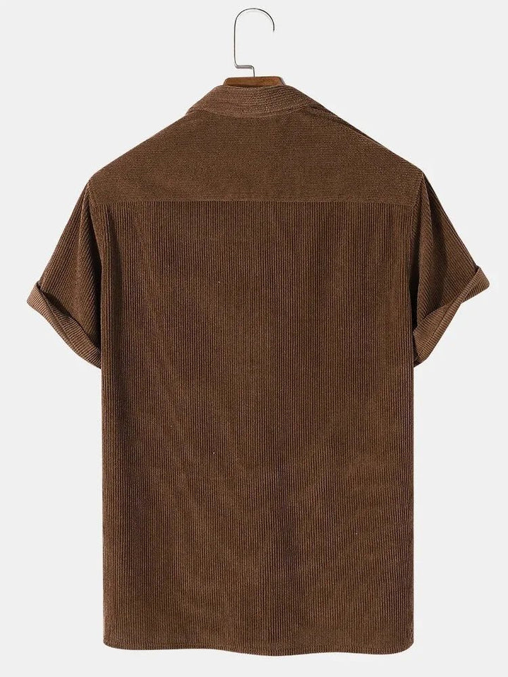TEXTURED COTTON CORDUROY SHORT SLEEVE SHIRT