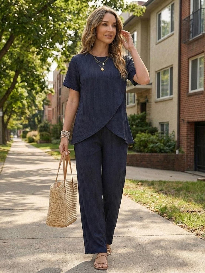 Textured Elegance Two-Piece Set navy blue image 5 