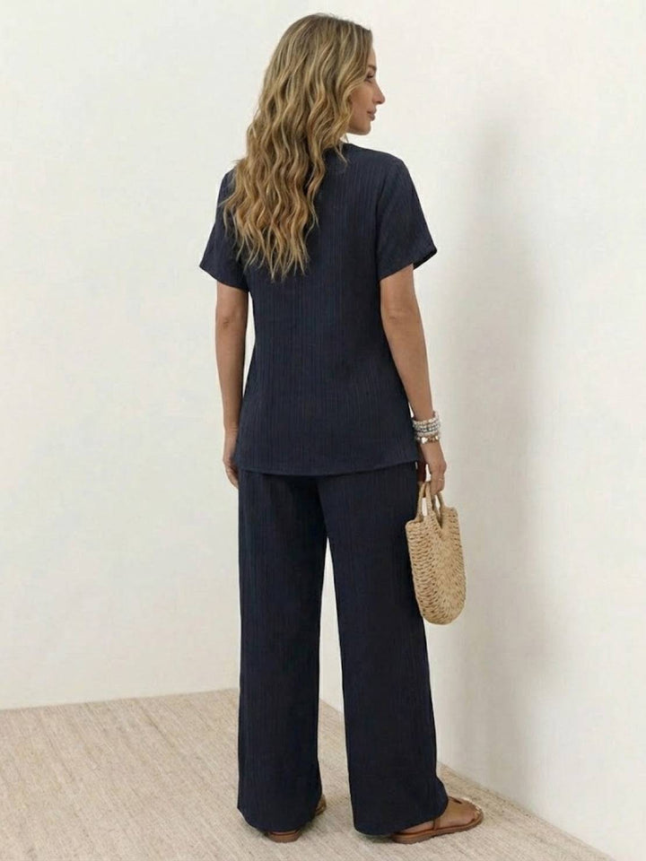 Textured Elegance Two-Piece Set navy blue image 6 