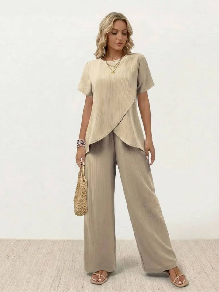 Textured Elegance Two-Piece Set beige image 1 