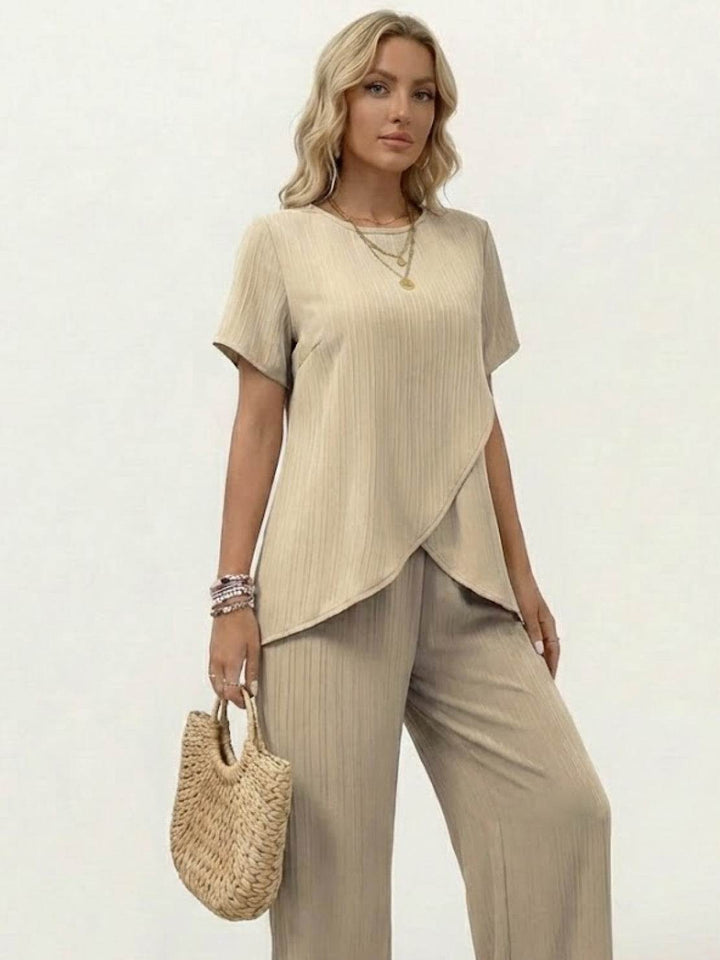 Textured Elegance Two-Piece Set beige image 3 