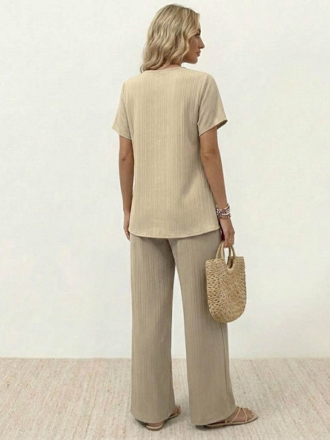 Textured Elegance Two-Piece Set beige image 4 
