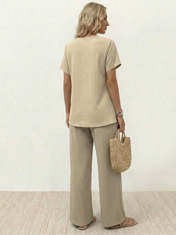Textured Elegance Two-Piece Set beige image 4 