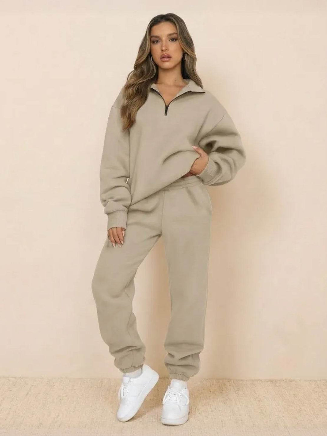 Ultra-Soft and Comfy Co-ord Tracksuit Set khaki image 1 